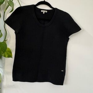 Lacoste Black Short sweater knit Sleeve Tee